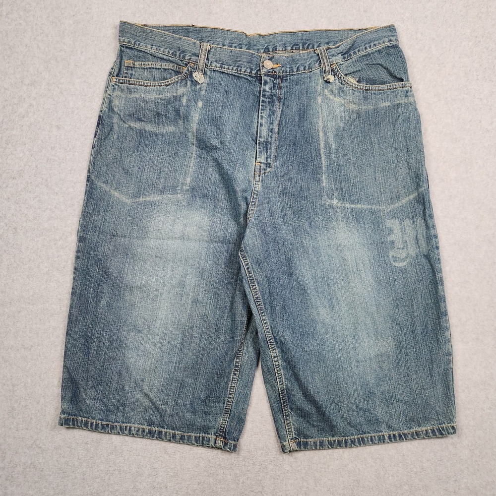 Vintage Makaveli Shorts Size 40Blue Tupac‎ Hip Hop Loose Baggy Denim Jorts 90s